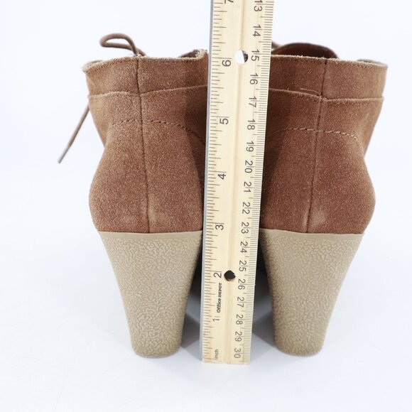 Mia Berdina Suede Lace-Up Wedge Booties Womens 6 Rust Boho Retro Bohemian Career - Picture 4 of 14